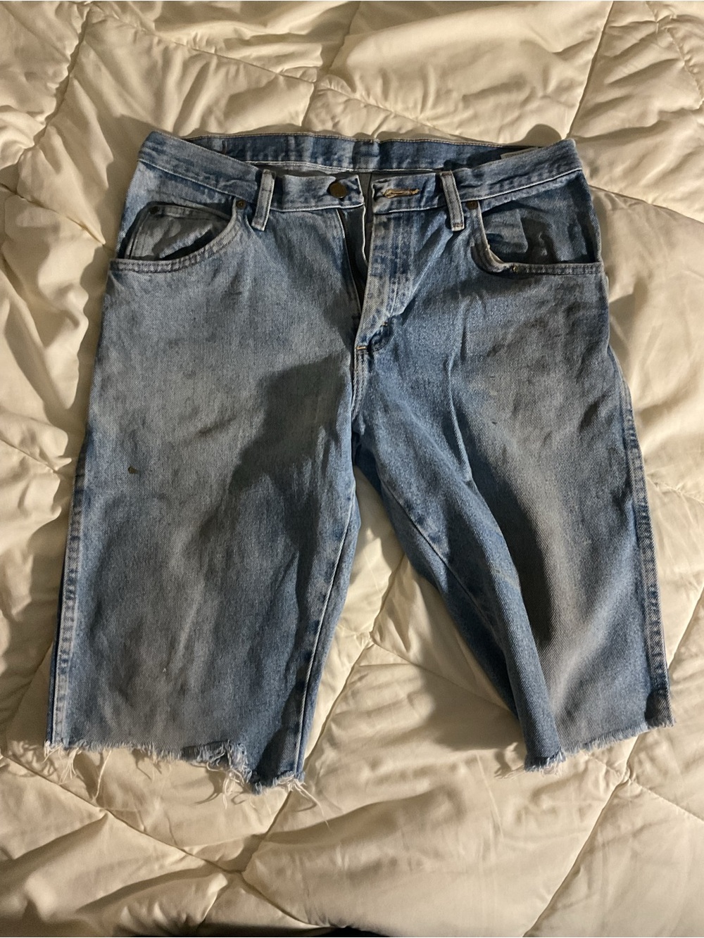 Wrangler Light Blue Relaxed Cutoff Denim Shorts
